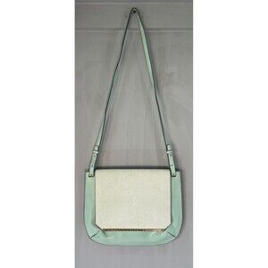 Vince Camuto Crossbody Handbag Leather‎ Mint Green And White
